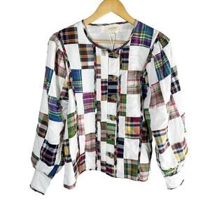Sézane Chemise Bruna Patchwork Long Sleeve Blouse FR 42 US 10 Boho Cottagecore